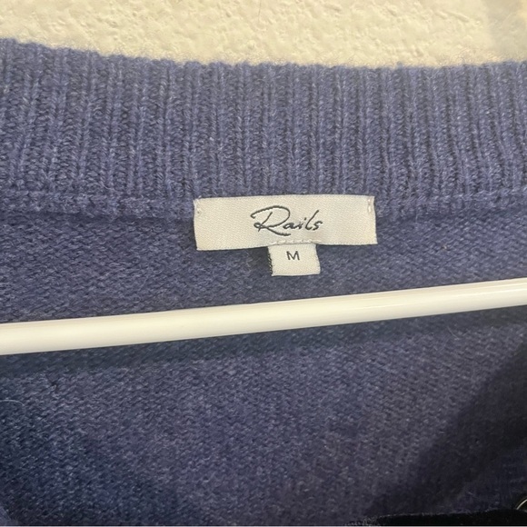 Rails size medium blue cashmere wool blend Olivia sweater lace up - Picture 3 of 9